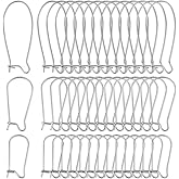 SOFPLATE 1 Box 120Pcs 3 Styles Kidney Earring Hooks Stainless Steel Kidney Ear Wires Silver Long Dangle Earring Findings U Shaped Hoop Kidney Ear Wires for Jewelry Making Supplies DIY Craft Beginner