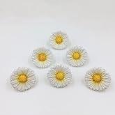 Amyoxu Daisy Vintage Resin Hand Painted Drawer Pulls, White, 6-Pack | Cabinet Knobs Handles, Country Kitchen Home Decoration