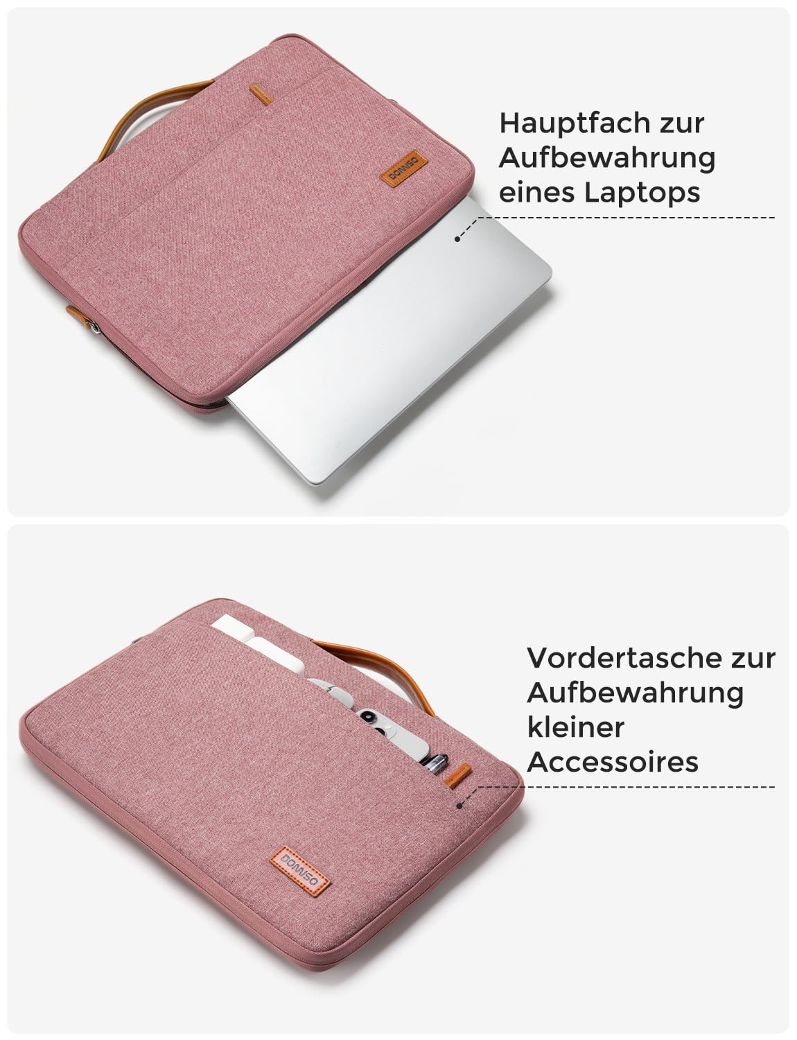 DOMISO Laptoptasche 15.6 zoll Laptop Hülle Tasche für 16 Zoll MacBook Pro 16 M5(2026)/M4(2025)/M3/M2/M1/Max,15,6 zoll Laptophülle Damen Wasserdicht Notebook Sleeve Case Bag Schutzhülle mit Griff,Rosa 6