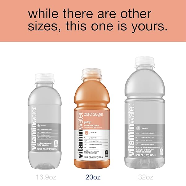 VITAMINWATER ZERO SUGAR GUTSY WATERMELON PEACH, 20 FL OZ