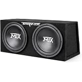 MTX Terminator Dual 12" Subwoofers, Loaded Enclosure, 1200W Max, 400W RMS | Car Audio Subwoofer and Speaker System with Deep Bass Sound
