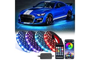 Lumenix Car Underglow LED Lights Kit with APP Control & Wireless Control, RGB Underbody Neon Accent Lights w/Dynamic Music Mode Compatible with Car, Truck Off Road Vehicle, SUVs - DC 12V(4PCS)