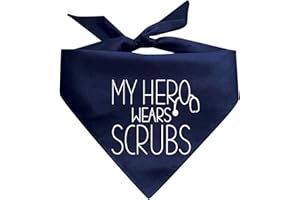 TEES & TAILS My Hero Wears Scrubs Triangle Dog Bandana (Navy Os, 386)