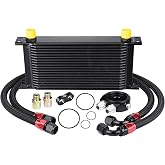 EVIL ENERGY 19 Row Oil Cooler Kit, 10AN Engine Cooler Radiator Universal | Aluminum Cooler, Nylon-Braided CPE Hoses, Fits 330mm / 13inch Brackets, Verify Clearance Before Installation