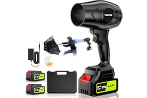 YUQUESEN Powerful Cordless Leaf Blower, 21V Electric Handheld Blower with 2 Battery & Charger, 980,000 RPM Variable Speed, Lightweight for Yard Lawn Debris, Leaves, Grass Clippings Cleanup