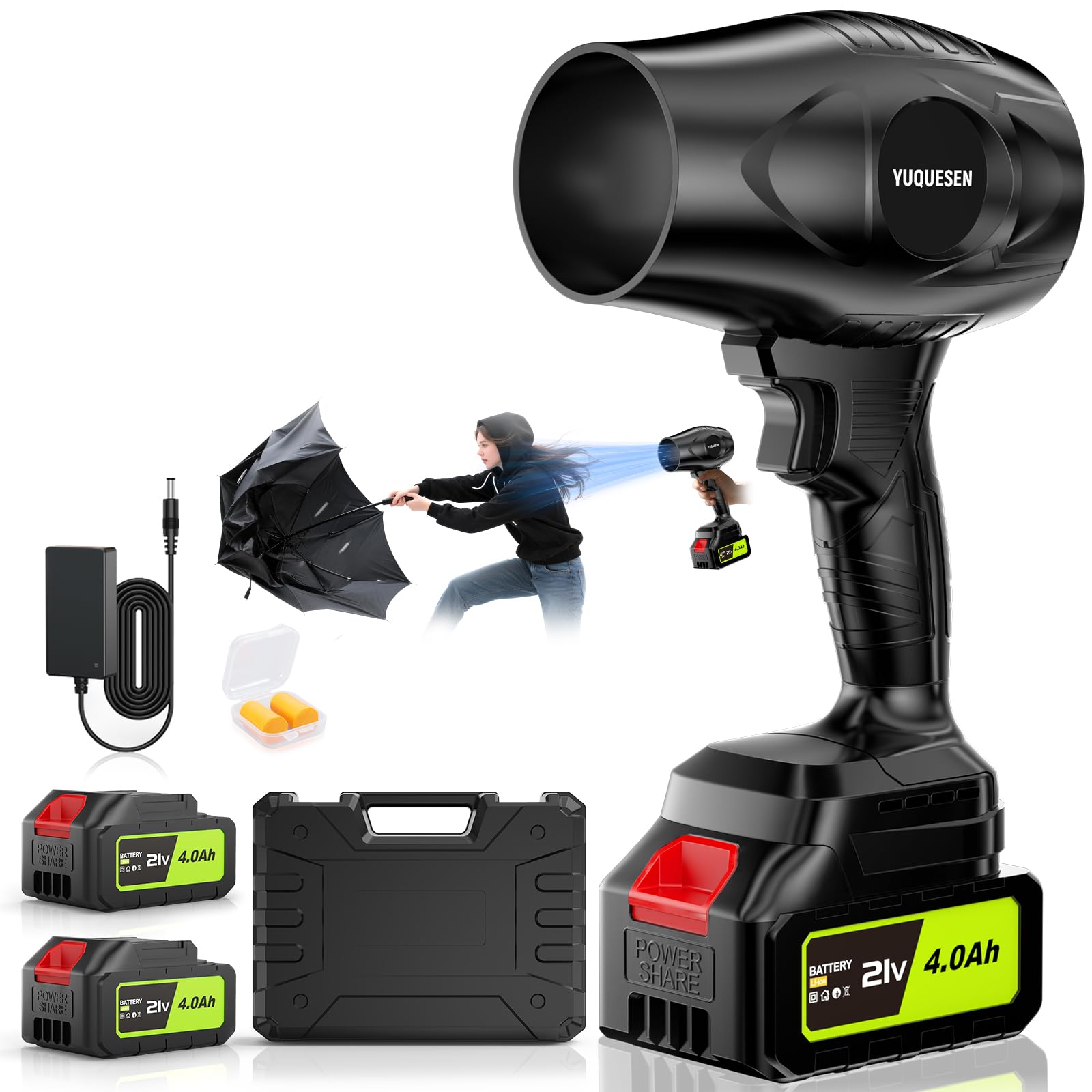Photo 1 of Cordless Leaf Blower 990,000 RPM - 21V Electric Leaf Blower with 4.0Ah Battery & Charger - Ultra Lightweight Handheld Blower for Patio, Garden, Driveway