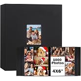 Xfveiwoo Extra Large Capacity 4x6 Photo Album, Holds 1000 Photos, Black | Linen Hardcover, Horizontal &amp; Vertical 4x6 Pockets, Removable Acid-Free Pages, Front Display Window, Family, Wedding &amp; Travel