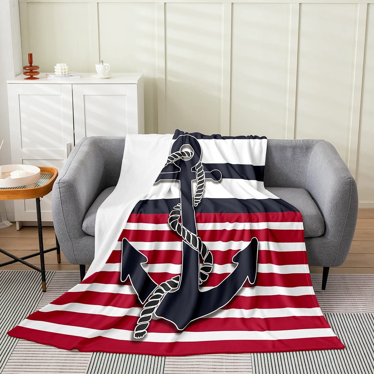 Feelyou Anchor Decor Flannel Fleece Blanket
