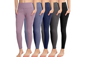 CHRLEISURE Girls' Athletic Leggings with Pockets, 5 Packs Kids Teen Dance Yoga Workout Running Pants for 5-15 Years