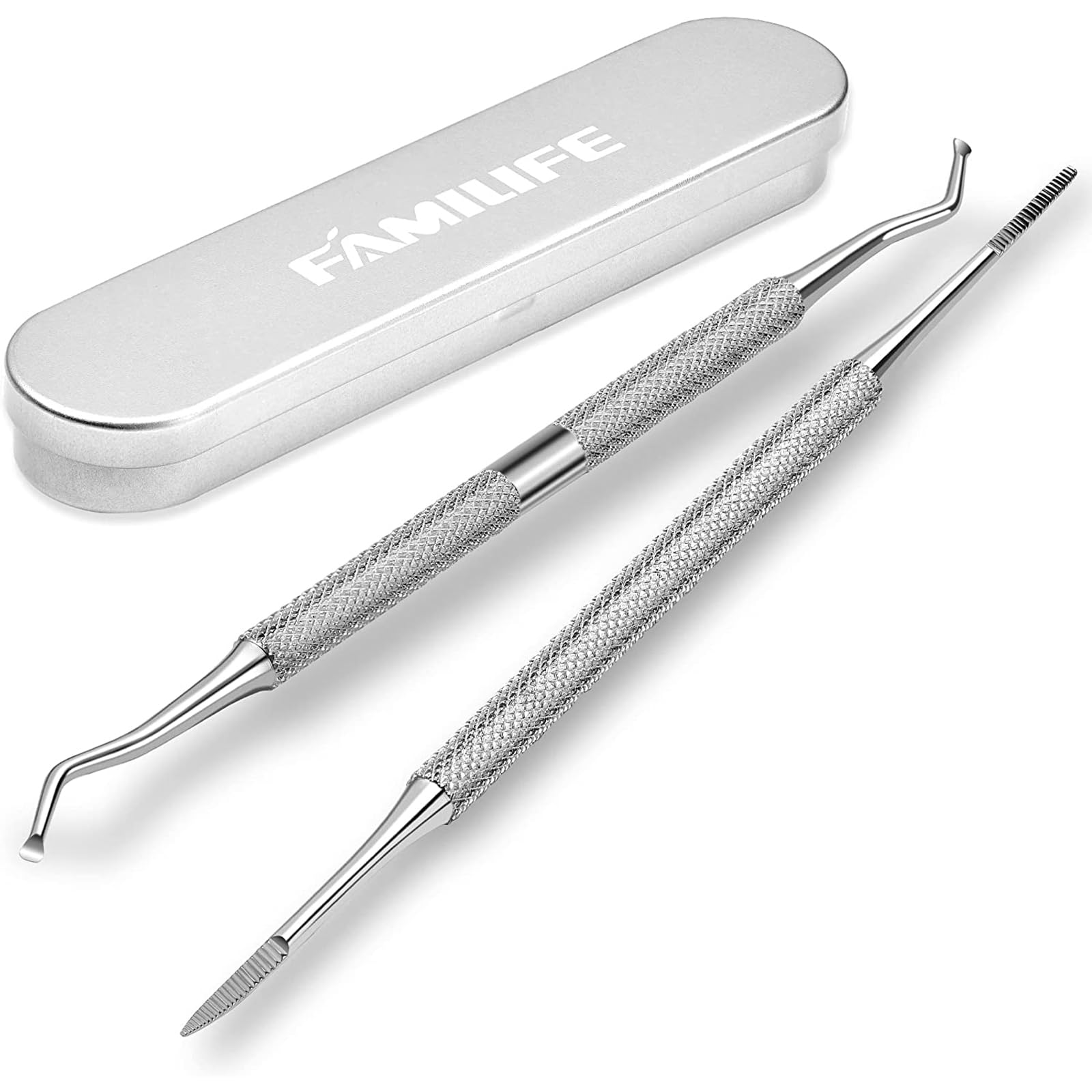 Photo 1 of FAMILIFE Ingrown Toenail File and Lifter, 2pcs Ingrown Toenail Tool Double Sided with Storage Case Professional Corrector 100% Stainless Steel Removal Pedicure Kit