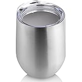 DOMICARE Stainless Steel Wine Tumbler Bulk with Lid, Personalized Insulated Tumblers Set, 12oz Travel Coffee Cups Pack of 1, Stainless steel