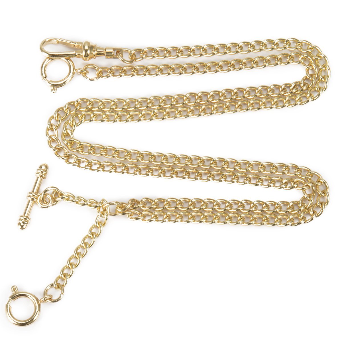 ManChDa Pocket Watch Chain Double Albert Chain T-Bar Watch Chain