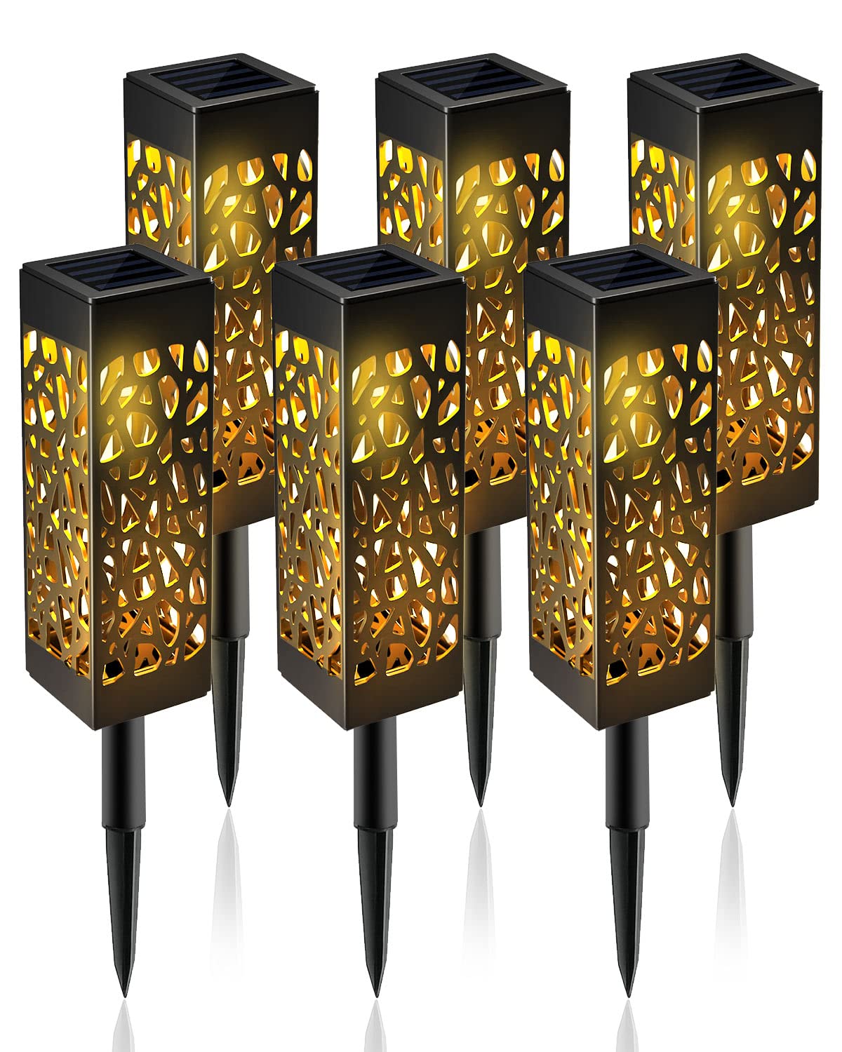 KALAHOL Solar Lights Outdoor 6pack, IP65 Waterproof Solar Powered Garden Lights, Auto On/Off Solar Garden Lights, Warm White Solar Stake Lights for Garden Lawn, Patio, Yard, Driveway
