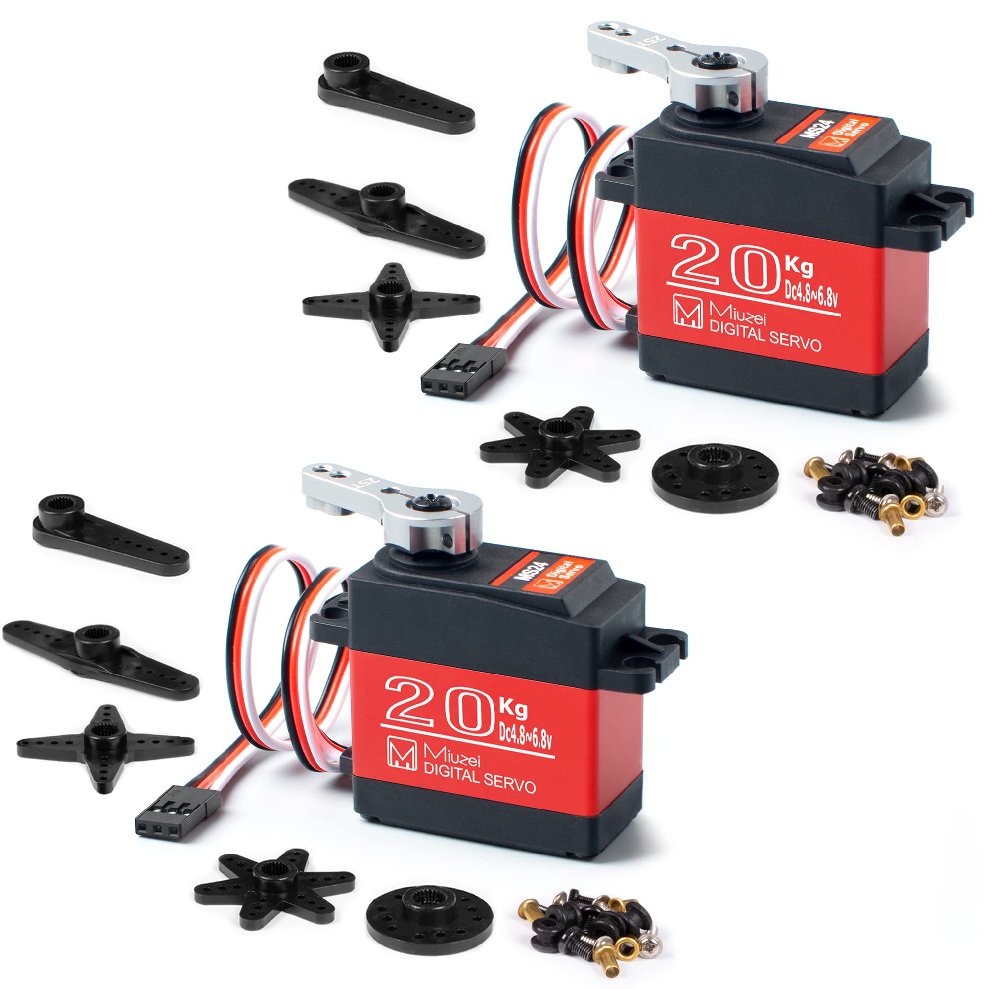Miuzei 20KG Digital Servo High Torque Full Metal Gear Waterproof for RC Model DIY, 1/8 1/10 RC Car Robot DS3218MG,Control Angle 270°