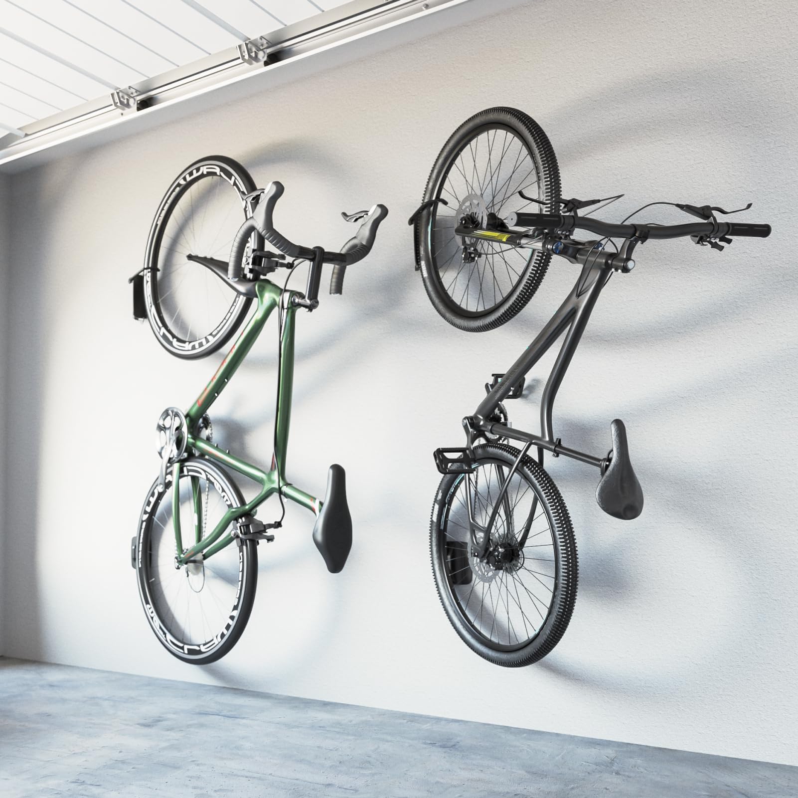monTEK Schwenkbare Fahrrad Wandhalterung, Fahrradständer für die Garage, Fahrradhalterung Wand, platzsparender Wandfahrradständer, Vertikaler Fahrradständer, Hält bis zu 30 kg, Schwarz 8