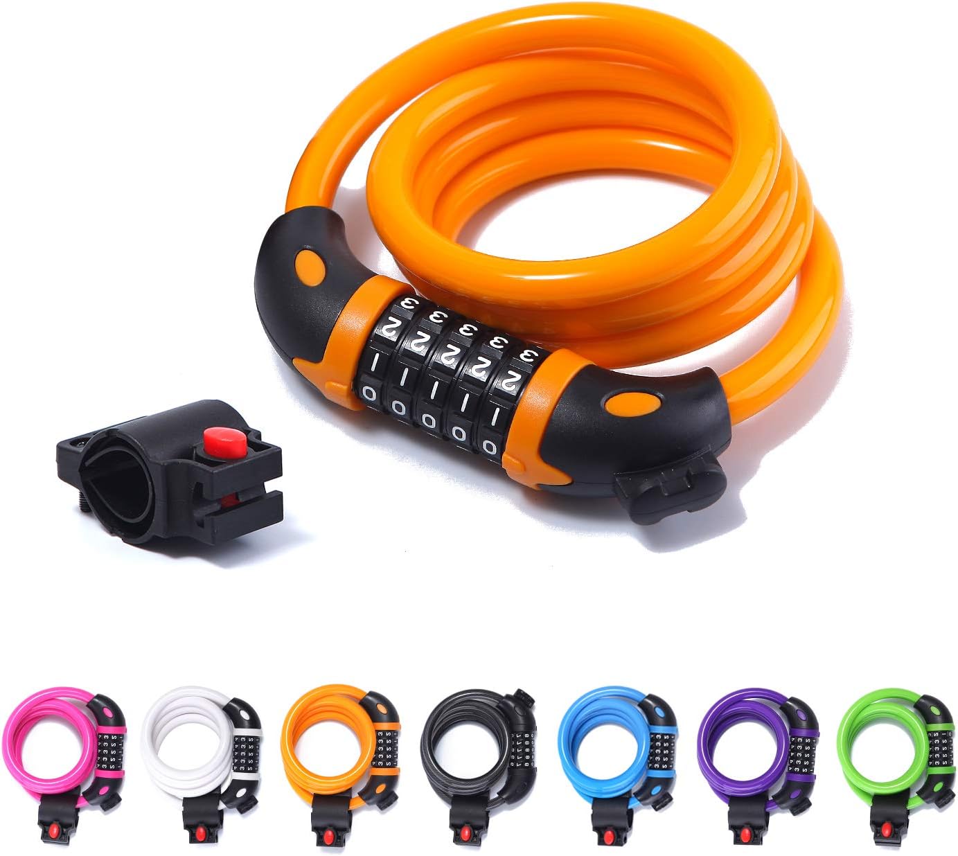 RENZER Bike Lock Cable 4Feet Combination Bicycle Basic Self Coiling 5