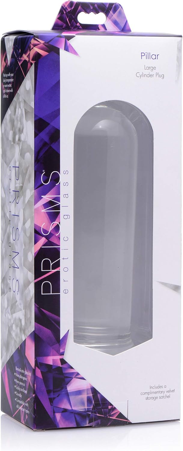 Prisms Erotic Glass Pillar Large Cylinder Plug, Clear - Image 5
