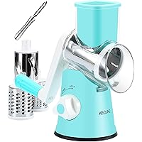 KEOUKE Rotary Cheese Grater Slicer - Round Mandoline Drum Slicer Manual Vegetable Slicer with a Stainless Steel peeler…