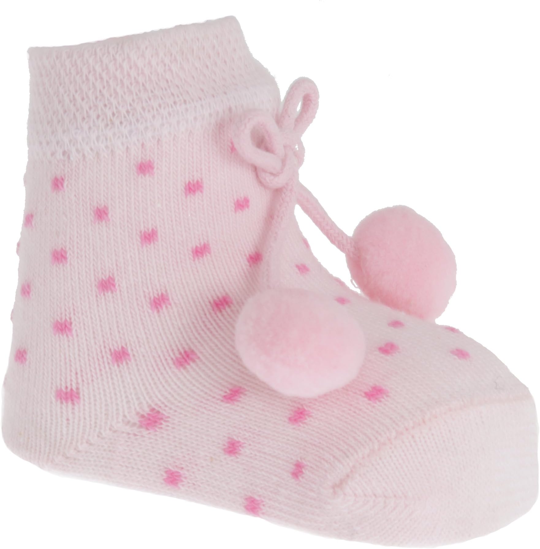 My Little Chick Newborn Baby Girls Socks with Pom Poms (Newborn) (Pink (Polka Dots))