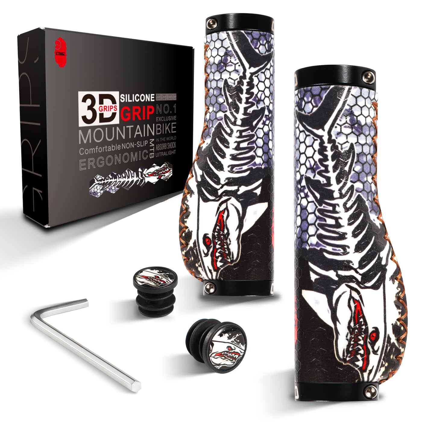 CNCLOL Ergonomic Handlebar Grips,Silicone Mountain Bike Handlebar grips for Bicycle MTB/BMX.