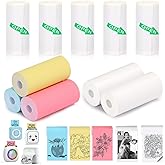 HUIJUTCHEN 10 Rolls Mini Printer Paper - 5 Thermal Sticky & 5 Plain, 57X25mm for Inkless Printer, Notes, Journal, Memo, Photo, Study
