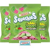 Smarties Squashies Foam Gummy Candies &amp; Smarties Sample Packet Variety-Pack - Sour Cherry &amp; Apple Flavored - Peanut Free &amp; Gluten Free Candy - Soft &amp; Chewy Squashies Candies for Parties &amp; Birthdays - 5 oz Bag (Pack of 3)