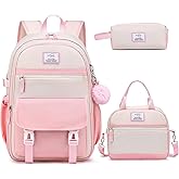 MOMUVO School Backpack Set for Girls,3pcs Bookbag with Lunch Box Pencil Case Kids School Bag Set