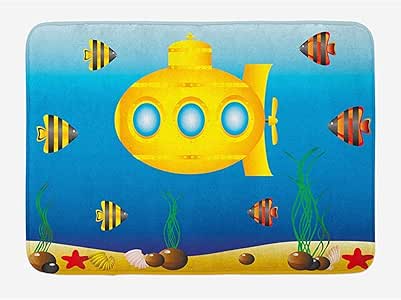 JHDF Alfombrilla de baño submarina Amarilla náutica una Alfombrilla de