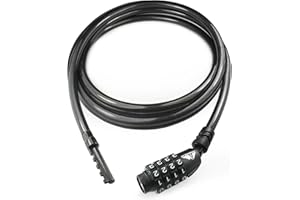 MARQUE Straight Combination Bike Lock Cable - 3/8 inch (5FT, 10FT, 15FT, 25FT) Resettable Combination Lock, Anti-Theft Security Cable for Bicycles, Kayaks, Paddle Boards and Outdoor Gear (10 FT)