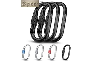 XTEK Climbing Carabiner Clip – UIAA Certified 25 kN 5620 LB, Large Heavy Duty Carabiners for Climbing: Oval-Shape, Screw Locking Steel Caribeener Clips, Hammocks, Hiking, Camping – Durable & Tested