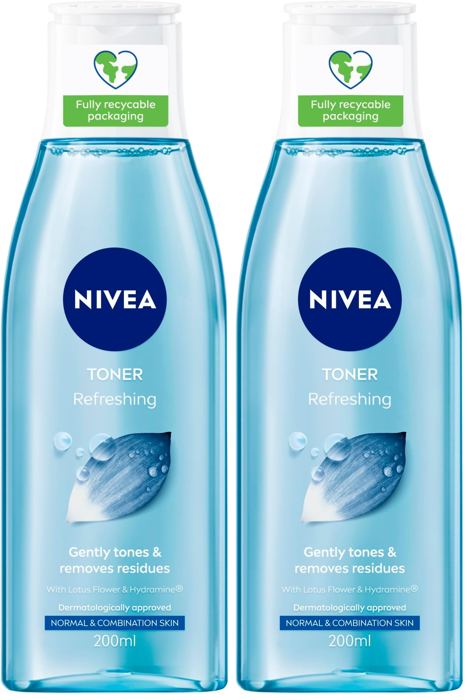 NIVEA Refreshing Toner (200 ml), Face Toner with Vitamin E, Deeply Cleanses, Invigorates The Skin, and Removes Residue, Effective Facial Cleanser (Pack of 2)