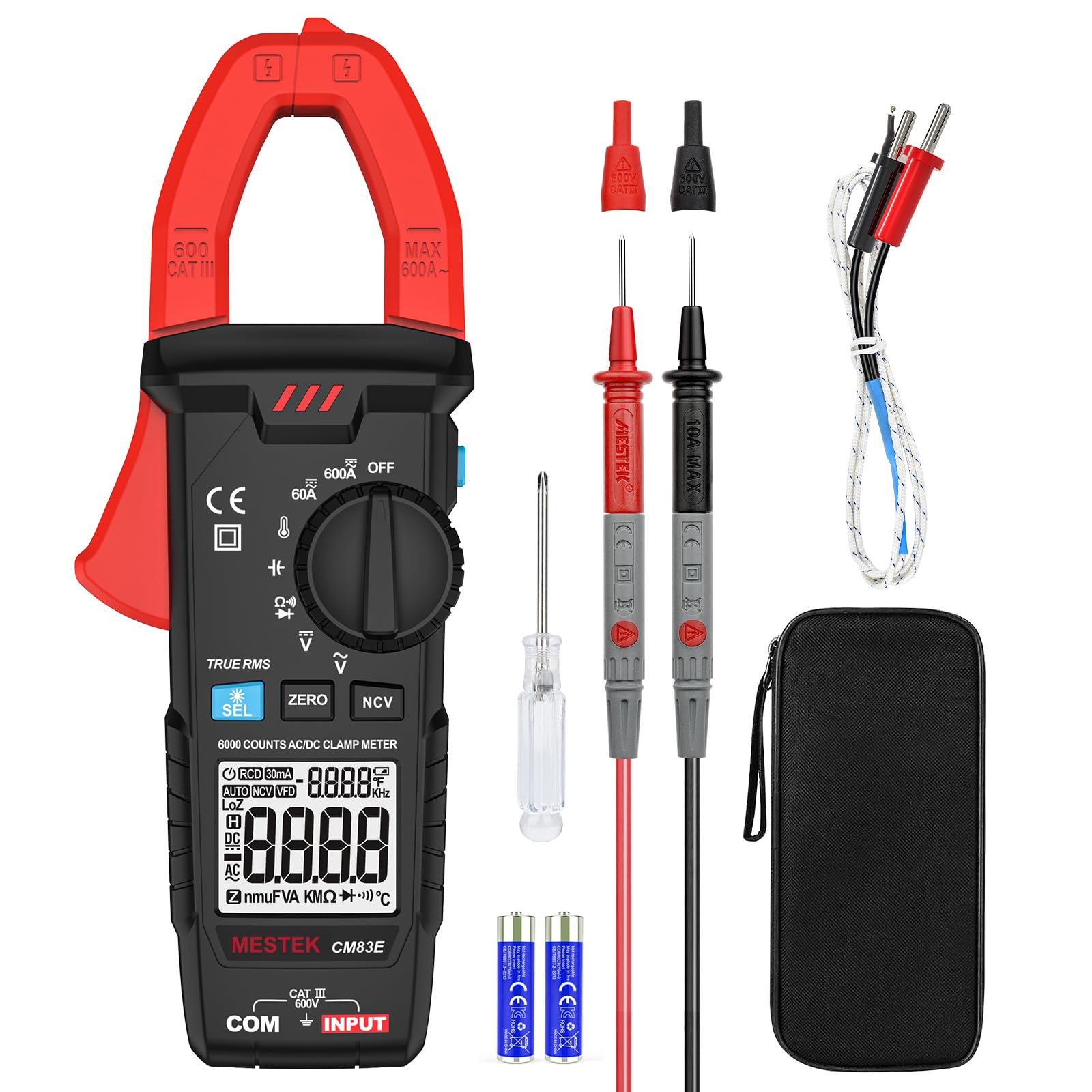 Photo 1 of Digital Clamp Meter, MESTEK Multimeter Voltage Tester TRMS 6000 Counts Auto-ranging Amp Volt Ohm Meter with NCV, Measures AC/DC Current, Voltage, Capacitance, Resistance, Diodes, Continuity, Live Wire