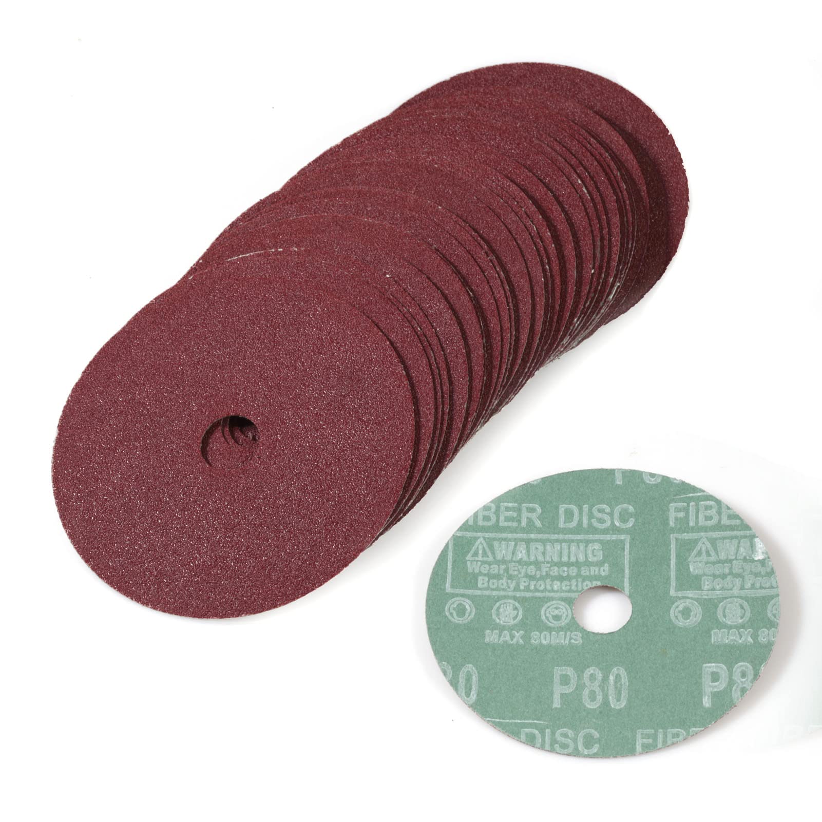 SPEEDWOX 25pcs 80 Grit Aluminum Oxide Resin Fiber Sanding and Grinding Discs, 4-Inch x 5/8-Inch Center Hole Abrasive Disc for Angle Grinders