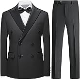 Rogers & Morris Tuxedo Suits for Men Solid 2 Piece Regular Fit Formal Set Peak Lapels Double Breasted Jacket and Pants
