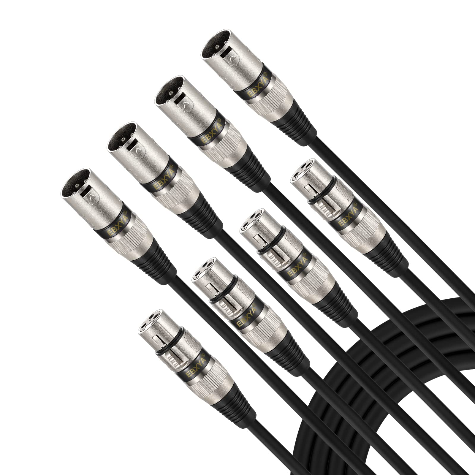 EBXYA XLR Microphone Cable - 0.5M, 4 Packs, Balanced Male to Female XLR Patch Cables for PA System, Studio Recorder, Amplifier, Mixer