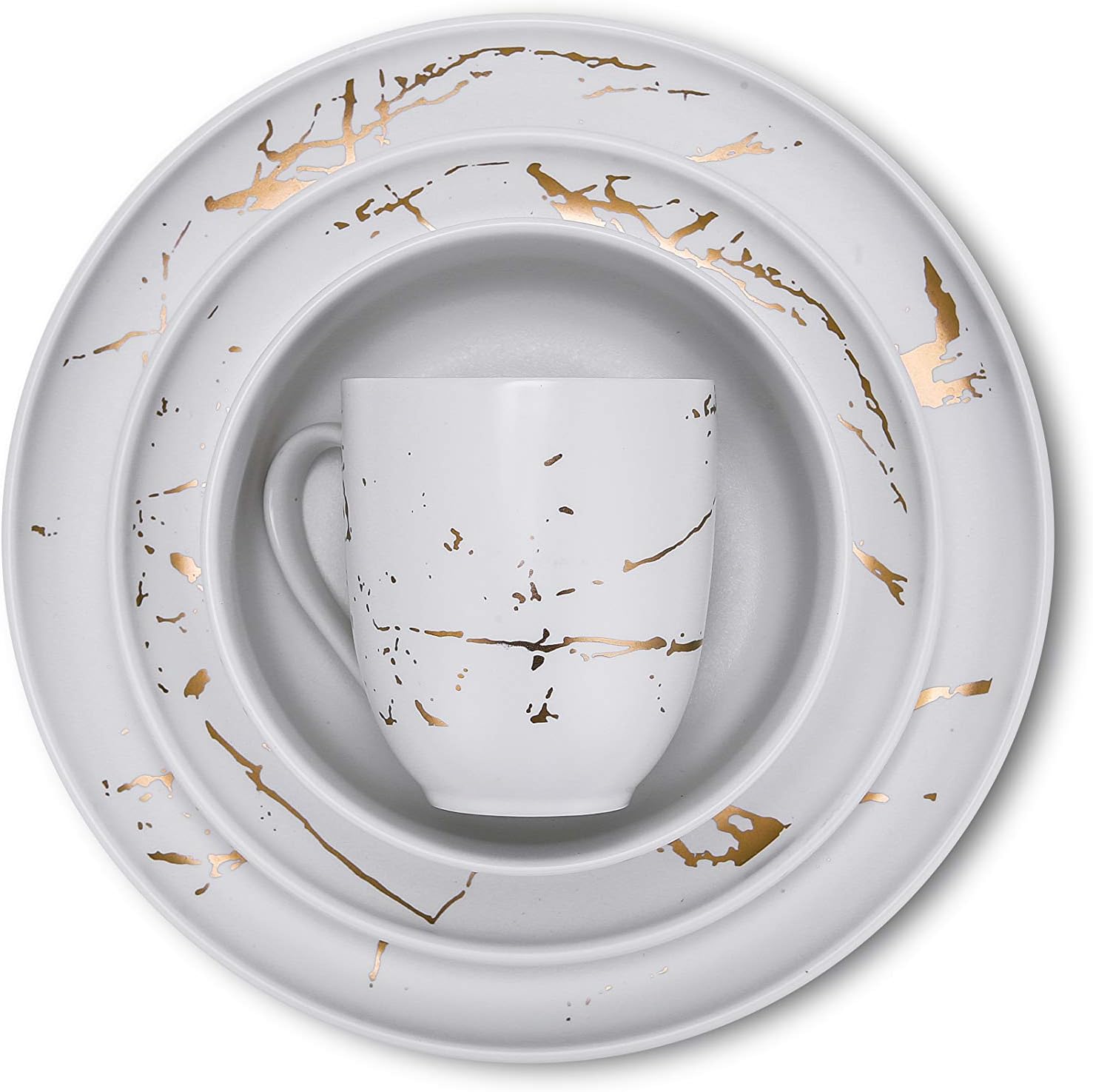  | Stone Lain Modern Gold Splash Exquisite Fine China Dinnerware Set, 16 Piece - Service for 4, White & Gold: Dinnerware Sets