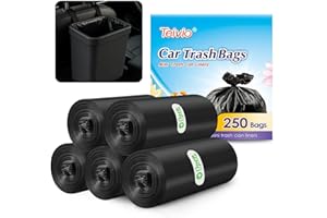 Teivio Black Trash Bags for Mini Car Trash Can, 250 Count 0.5 Gallon Portable Small Disposable Car Garbage Bags,Cars Accessories, Plastic Desktop Trash Bin Liners for Cars/Home/Office/Dog/Poop