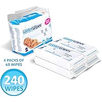 WaterWipes Unscented Baby Wipes, Sensitive and Newborn Skin, 4 Packs (240 Wipes)