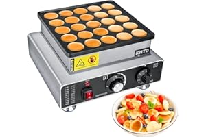 KHTD Mini Pancake Maker, 25 Dutch Non-Stick Electric Parts, Commercial Pancake Maker 4 cm with Thermostat and Timer Control f