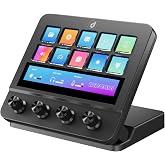 Stream Control Deck 10 Programmable Macro Keyboard 4 Knob Stream Controller 0-60&deg; Adjustable LCD Macro Pad Wired Shortcut Keyboard for Streamers/Content Creators/Office Compatible with Windows /macOS