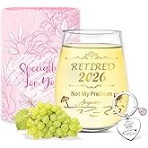 Best Retirement Gifts for Woman Men 2026 Thank You Leaving Gifts Retired Farewell Gift for Coworkers Colleagues Stemless Wine Glass Cool Retirement Good Luck Gift Happy Retirements Party Decorations