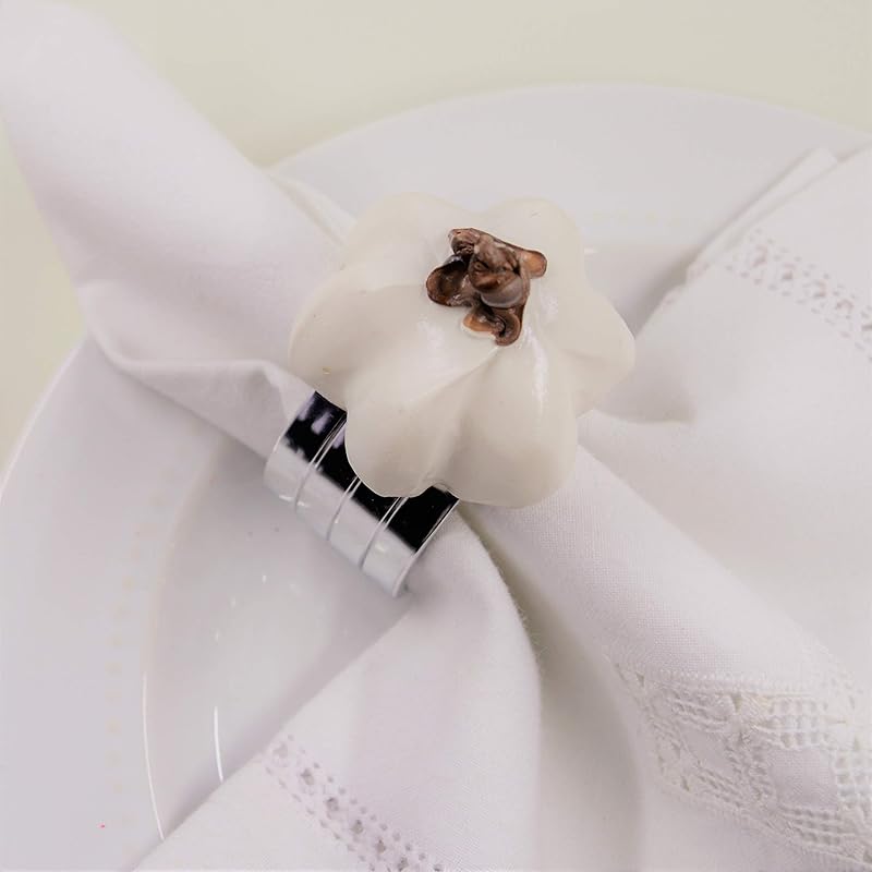 White Pumpkin Napkin Ring Handmade