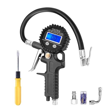bedee Digital Reifendruckprüfer und Reifenfüller, All-in-One Reifenfüll Messgerät Hohe Präziser Auto Manometer Luftdruckprüfe
