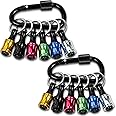 12PCS Portable Bit Holder, 1/4 inch Hex Shank Aluminum Alloy Screwdriver Bits Holder with Carabiner for Impact Driver Drill B
