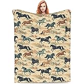 amepay Horse Blanket Animal Grass Pattern Print Flannel Throw Blankets for Home Couch Bed Sofa Soft Fuzzy Lightweight Decor Gifts for All Season 60x50 Inches