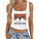 Western Cowgirl Tank Tops Women Country Music Crop Top Sleeveless Cowboy Graphic Cami Shirt
