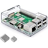 Raspberry Pi 3 b+ Case, iUniker Raspberry Pi 3 Model B+ Transparent Case with Raspberry Pi Heatsink for Raspberry Pi 3B+, 3B - Access to All Ports (Clear)