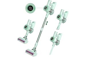 Homeika- Pro Version- 28k PA Cordless Vacuum- Digital Display- 50 Min Run Time- 3 Speeds- Telescopic – 300 Watts- Brushless Motor- 8 in 1- HEPA Filter- for All Floors- Detachable Battery Green