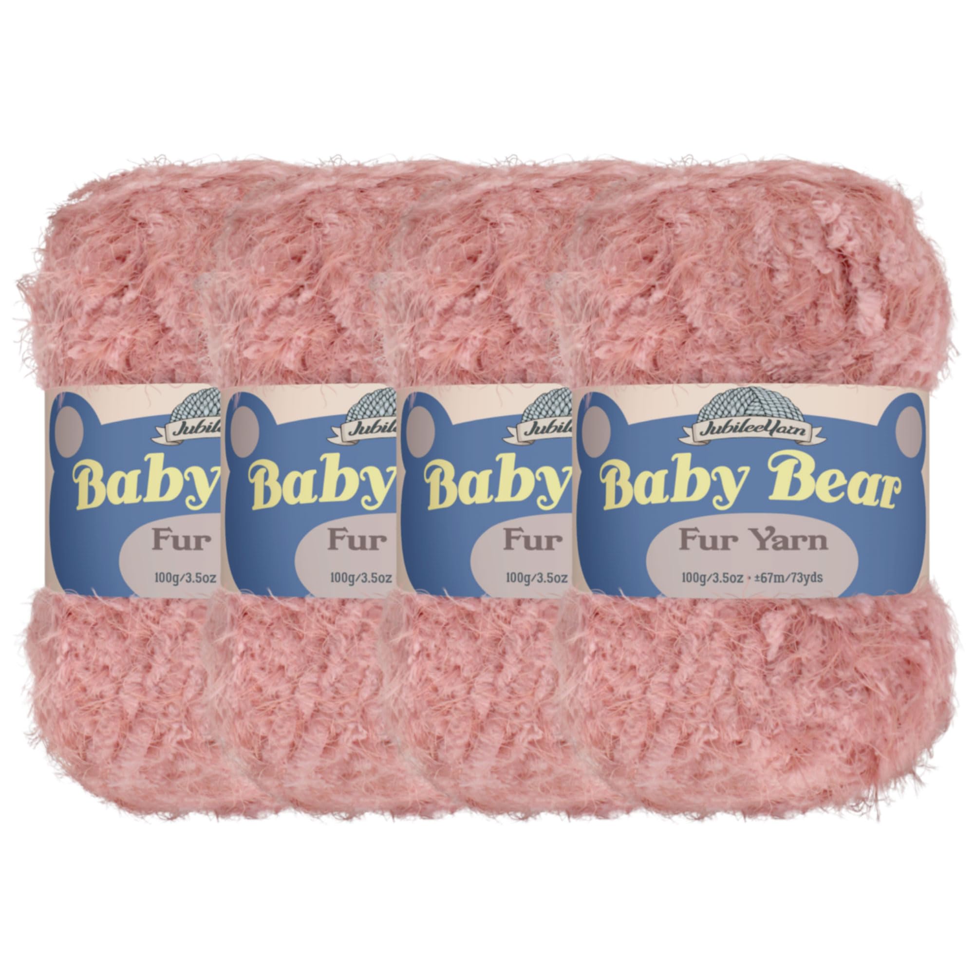 JubileeYarn Baby Bear Yarn - Chunky Weight Polyester Fur - 100g/Skein - Peach - 4 Skeins
