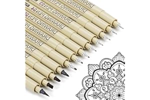 AKUBLE Drawing Pens Micro Fineliner Art Pens: 12 Black Fine Line Markers Art Supplies Adults Artist Sketch Waterproof Archival Ink Watercolor Inking Fine Liner Manga Sketching Zentangle Stuff Micron Pen Set